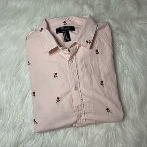 Men’s Pink Rose Forever 21 Button Down